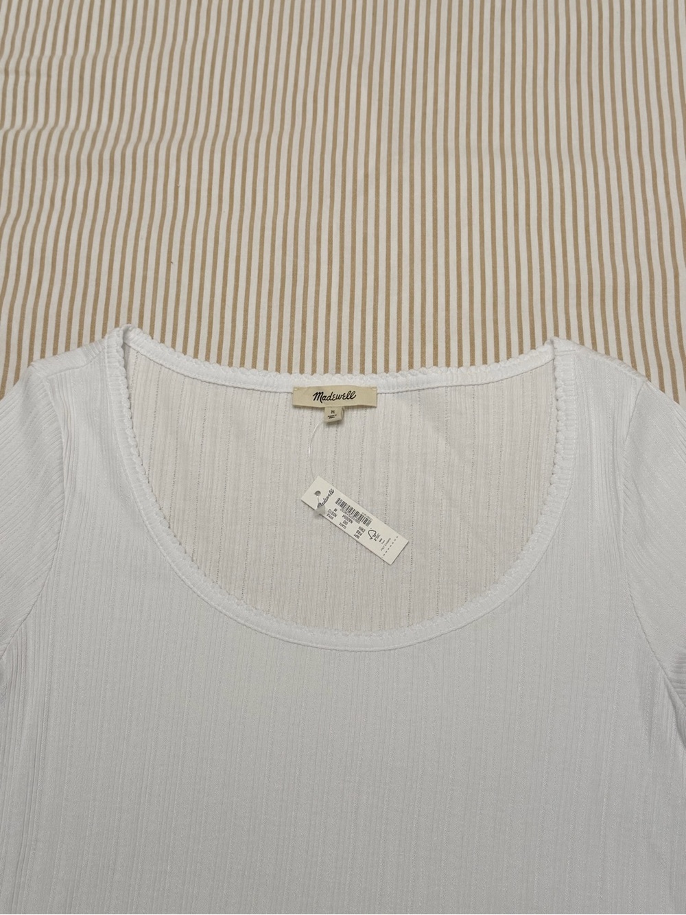 NWT Madewell Pointelle Long-Sleeve Scoopneck Tee - Picture 4 of 5